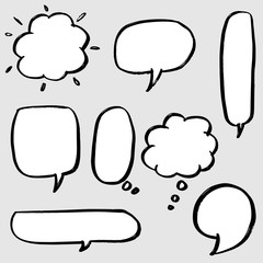 Hand drawn set of speech bubbles. Vector illustration.