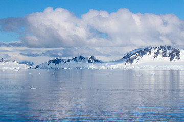 The frozen coasts of an island along the coasts of the Antarctic Peninsula, Antarctica