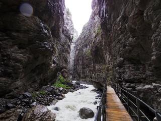 Trails and landscape of European alps (around Grindelwald, Switzerland)