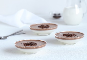 Panna cotta, cream dessert, jelly milk chocolate