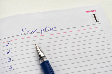 The concept of new ideas, plans, desires in the new year in the form of an empty list.