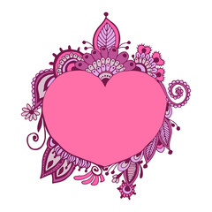 Heart and ornament of flowers, for a card for Valentine's Day, stock illustration