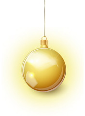 Gold Christmas tree toy isolated on a transparent background. Stocking Golden Christmas decorations. Vector object for christmas design, mockup. Vector realistic object 10 EPS