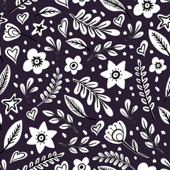 Seamless cute floral vector pattern background. Flower pattern on white background