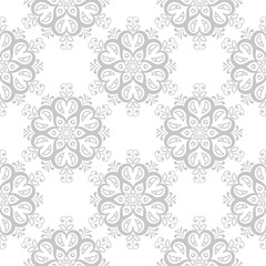 Gray seamless floral pattern on white background