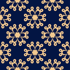 Floral seamless pattern. Golden blue background