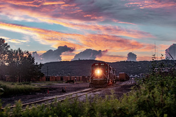 Fototapeta na wymiar Train at Sunset
