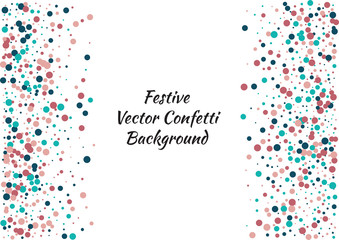 Festive color round confetti background. Abstract frame confetti texture for holiday, postcard, poster, website, carnivals, birthday and children's parties. Cover confetti mock-up. Wedding card layout