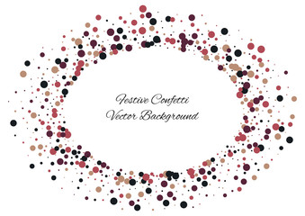 Festive color round confetti background. Abstract frame confetti texture for holiday, postcard, poster, website, carnivals, birthday and children's parties. Cover confetti mock-up. Wedding card layout