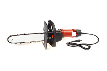 A chainsaw attech with electric angle grinder machine
