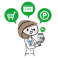 キャッシュレス　PAY　白衣　女性
