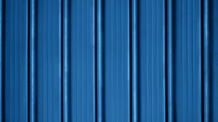 Bright metal blue painted shutter or roller blind.