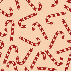 Vector Seamless Pattern of Candy Cane Sweets