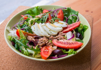 Tuna salad with vegetables and eggs