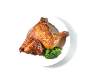 smoked chicken on a white background