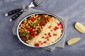 Stewed vegetables with chickpeas and couscous