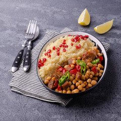 Stewed vegetables with chickpeas and couscous