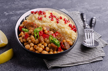 Stewed vegetables with chickpeas and couscous