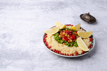 Stewed vegetables with chickpeas and couscous