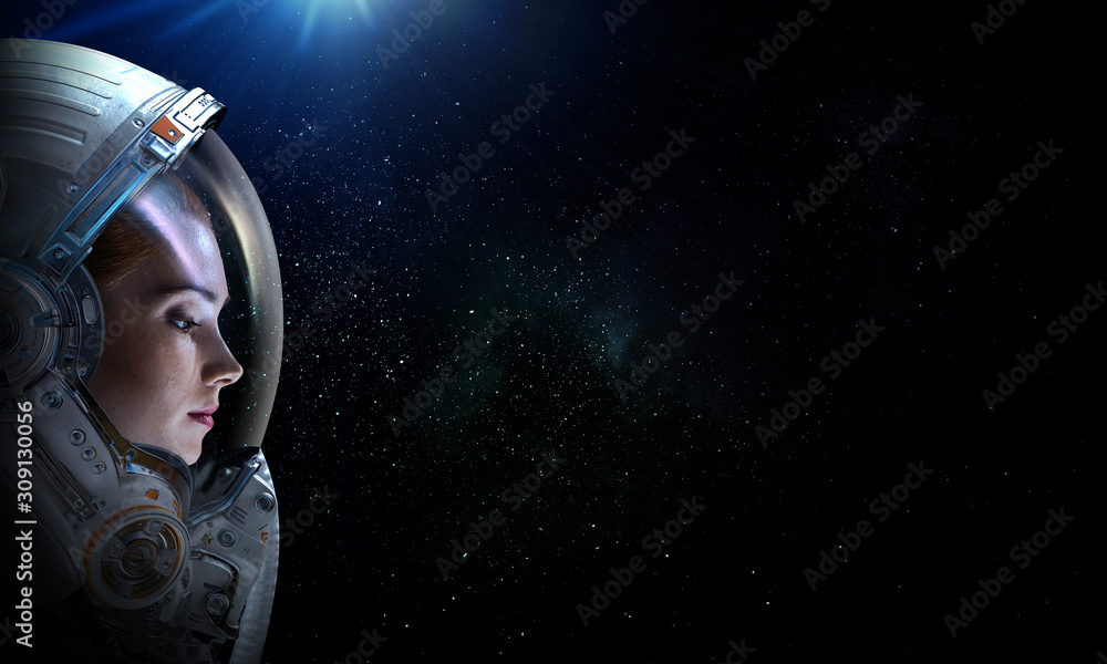 Wall mural exploring outer space. mixed media