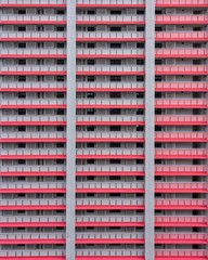Corridors and windows of a new HDB (housing development board ) block in Singapore 