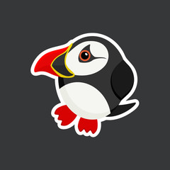 cartoon atlantic puffin sticker vector illustration