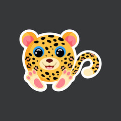 cartoon jaguar sticker vector illustration