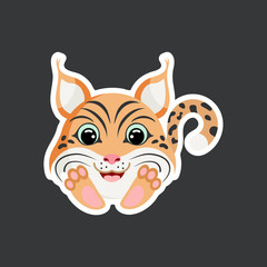 cartoon lynx sticker vector illustration