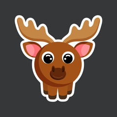 cartoon moose sticker vector illustration
