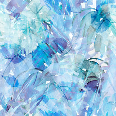 Vintage seamless watercolor pattern of plants,Herbs, flowers, autumn leaves.blue,dark blue white flowers watercolor. stylish pattern.Abstract paint splash. Vintage Paper Background. leaf,autumn leaf