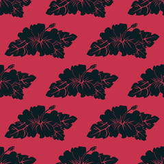 seamless pattern. Flower, hibiscus