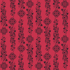 Obraz premium Floral seamless pattern, flowers and leaves