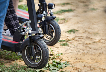 Electric scooter on the vilage road