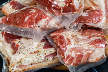 Meat Packed in vacuum pack.