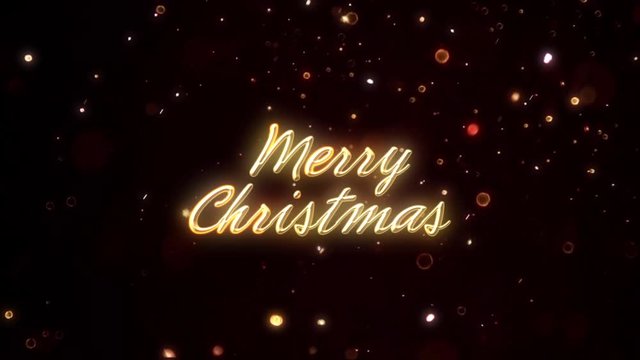 Merry Christmas fantastic animated text with gold particles around
