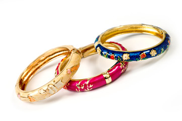 metal, round, women's multi-colored bracelets on a hand