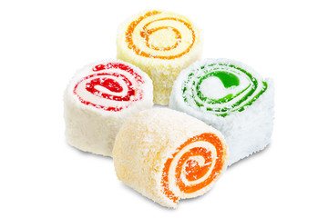 Turkish delight, Oriental sweetness on a white isolated background