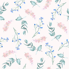 Floral watercolor seamless pattern with flowers.