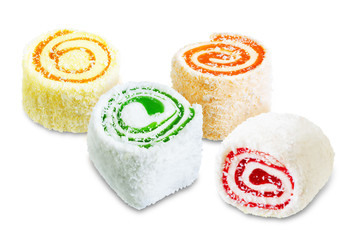 Turkish delight, Oriental sweetness on a white isolated background
