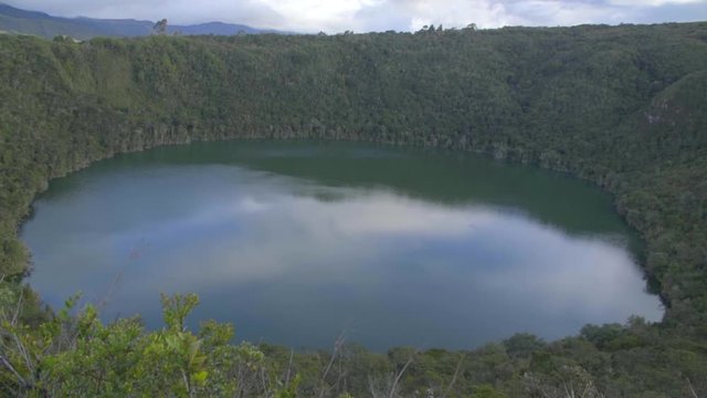 Guatavita volcanic lagoon, Cundinamarca, Colombia. It was the sacred lake and center of the rites of the Indians Muiscas (Chibcha).