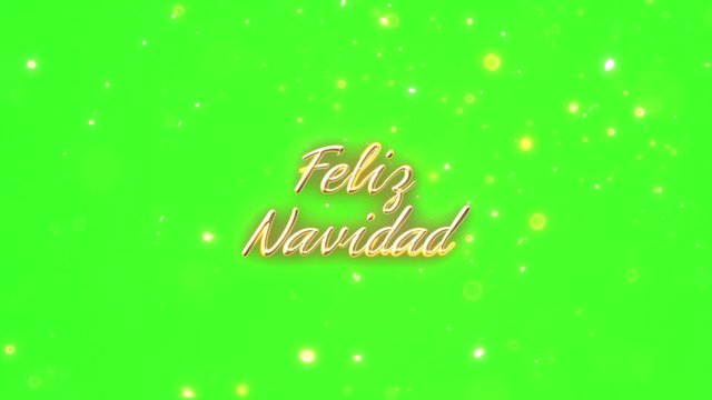 Feliz Navidad green screen background animated text of golden particles. Translation: Merry Christmas.