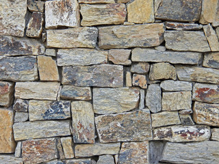 Textured wall with various rock in a horizontal photography