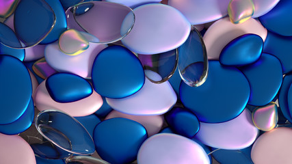 Beautiful background with beads, particles and simulation. 3d illustration, 3d rendering.
