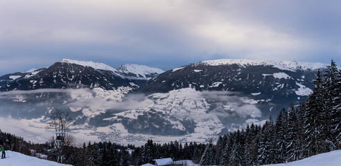 Snowy mountains in austrian alps