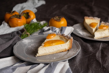 Christmas persimmon cake. Cheesecake. New year dessert