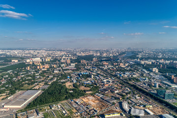 Big city, aerial view. High-rise residential construction, very high building density.