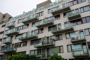Balconys and windows on fashionable residential building