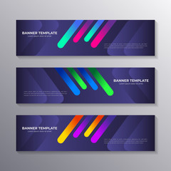 Gradient banner template, modern cool geometric shape neon glow, Applicable for web Banner, Header, Footer, Advertising