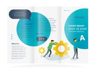 Tri-fold brochure design template people and alphabet