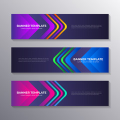 Gradient banner template, modern cool geometric shape neon glow, Applicable for web Banner, Header, Footer, Advertising